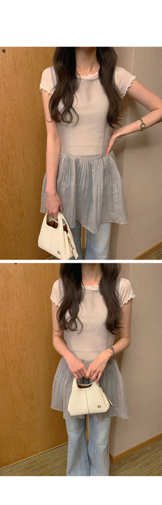 [4 colors] Pleated Layered Dress