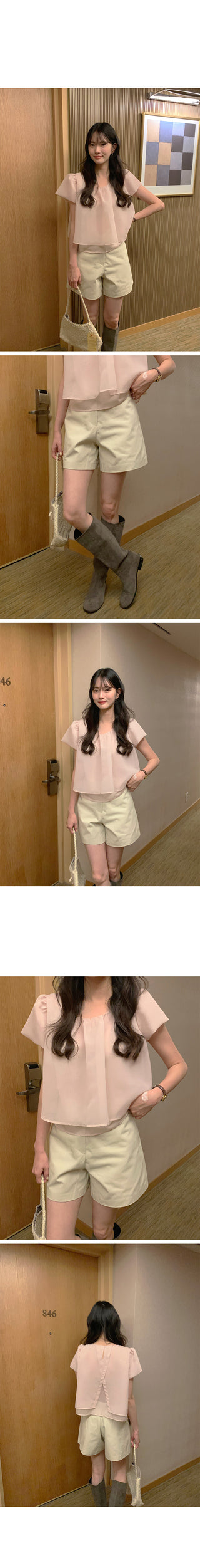 [2 colors] Soft short-sleeved blouse