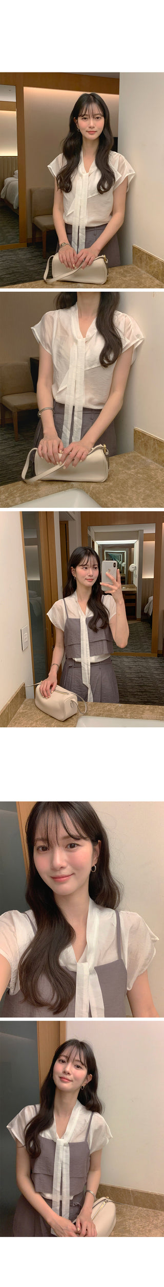 [2 colors] Pintuck Short-Sleeve Long Dress