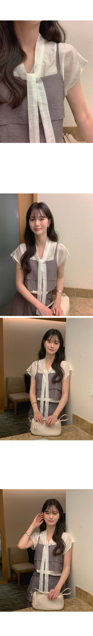 [2 colors] Pintuck Short-Sleeve Long Dress