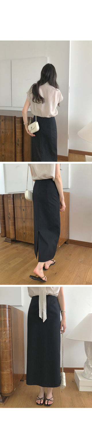 [2 colors] Pintuck Short-Sleeve Long Dress