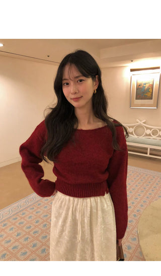 (6 colors) Wool Boat Neck Knit