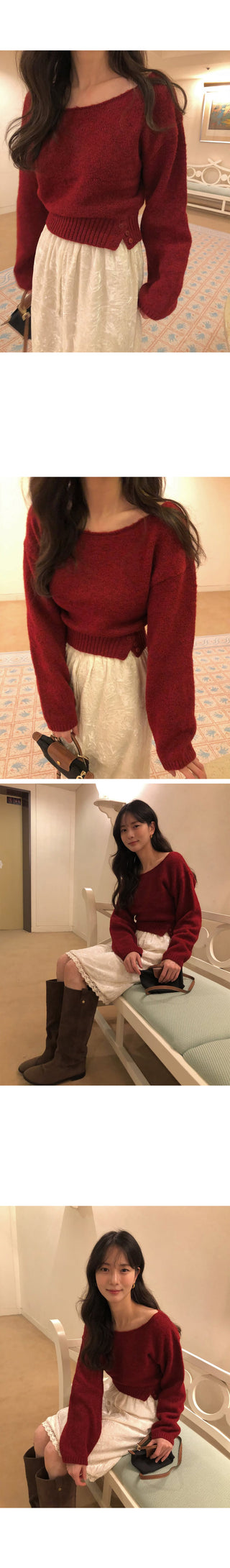 (6 colors) Wool Boat Neck Knit