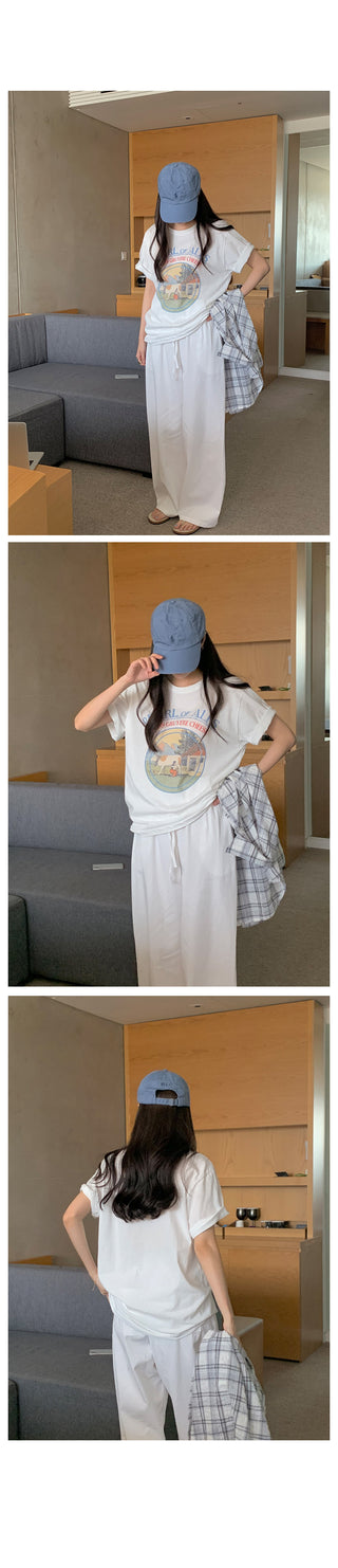 Clean cotton elastic waist pants