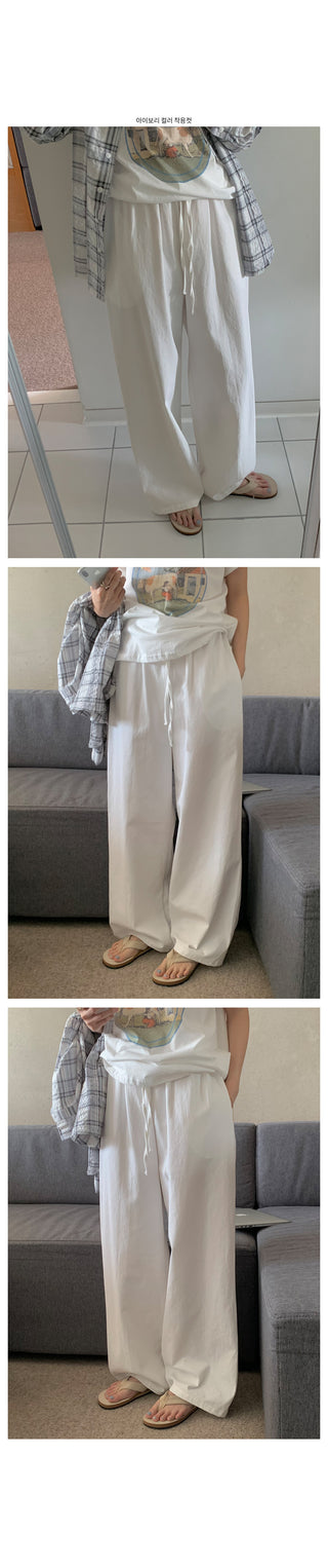 Clean cotton elastic waist pants
