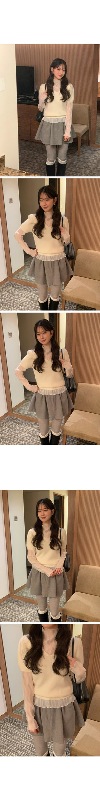 (2 colors) Shirred High Neck Blouse