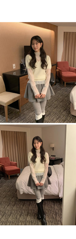 (2 colors) Shirred High Neck Blouse