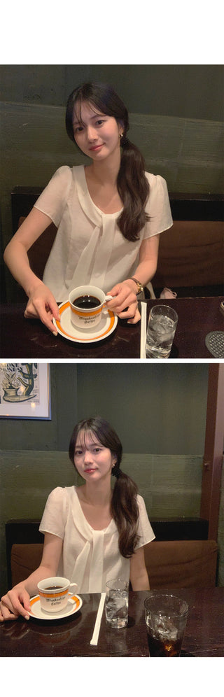 [3 colors] Tie Ribbon Blouse