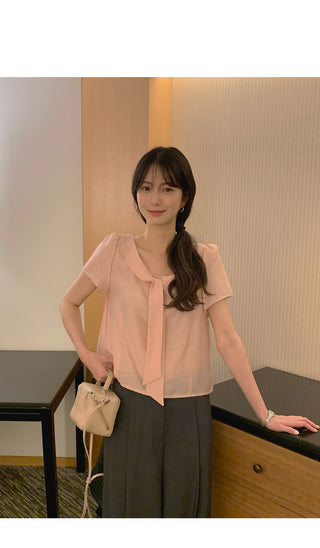 [3 colors] Tie Ribbon Blouse