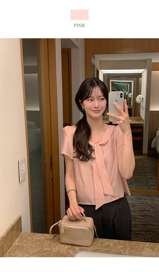 [3 colors] Tie Ribbon Blouse