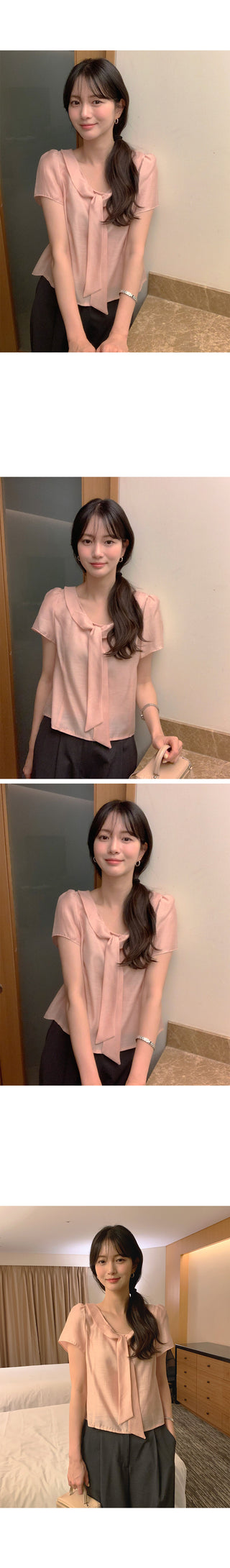 [3 colors] Tie Ribbon Blouse