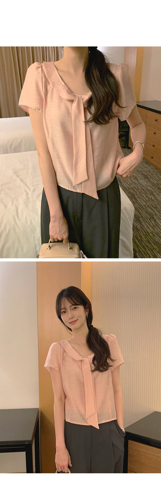 [3 colors] Tie Ribbon Blouse