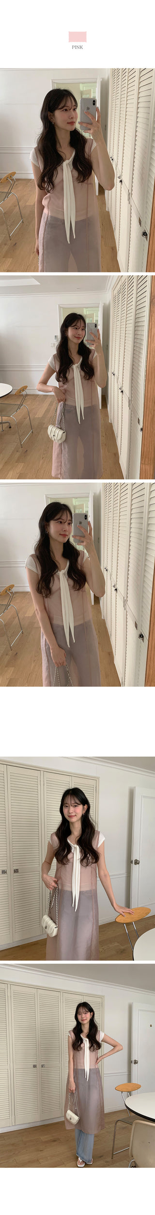 [3 colors] See-through layered dress