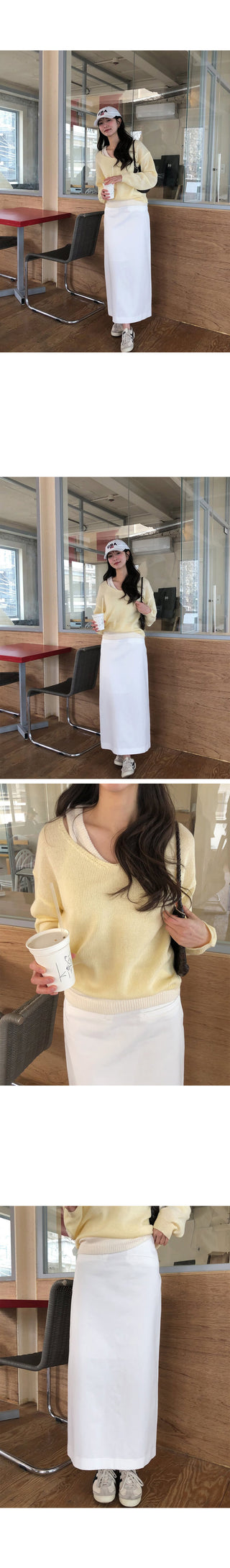 (2 colors) Cotton Long Skirt