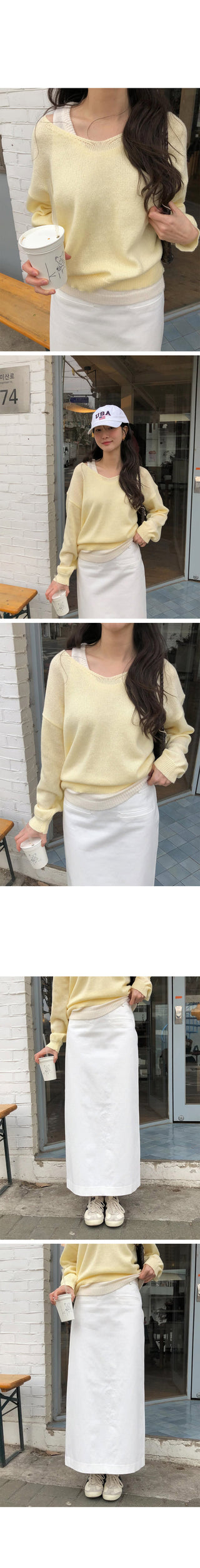 (2 colors) Cotton Long Skirt