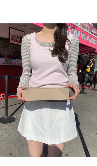 (5 colors) Henley neck T-shirt