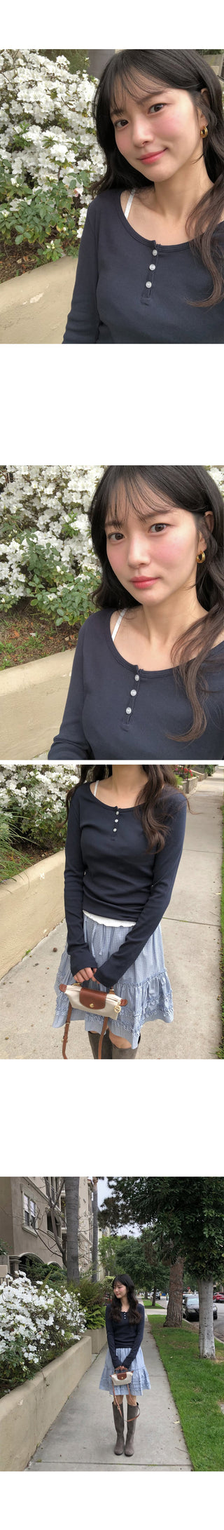 (5 colors) Henley neck T-shirt