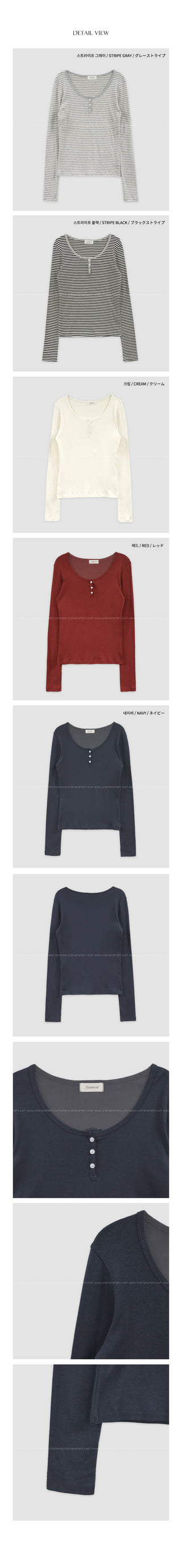 (5 colors) Henley neck T-shirt