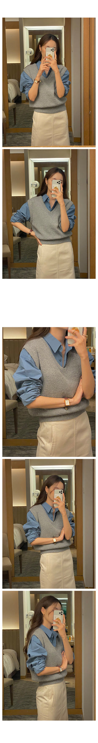 V-neck knit vest (9 colors)