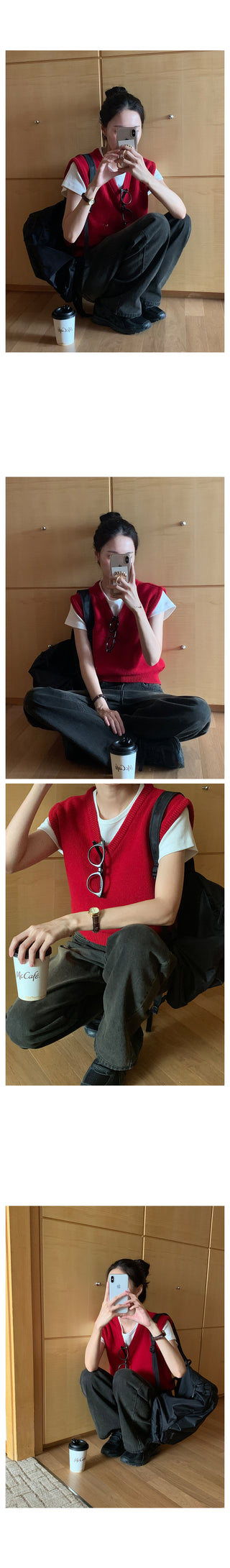 V-neck knit vest (9 colors)