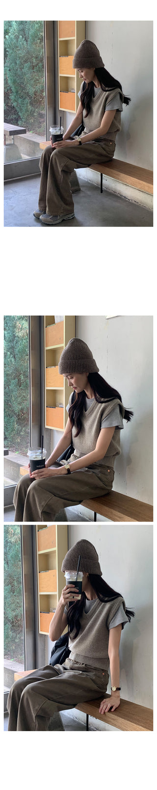 V-neck knit vest (9 colors)
