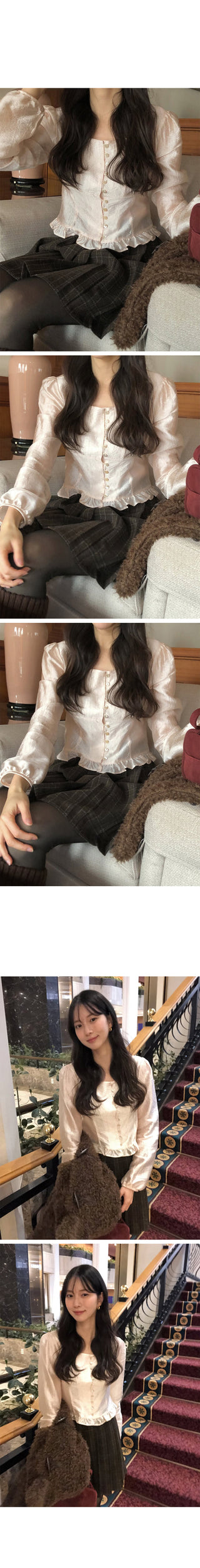 (2 colors) Checkered pleated skirt