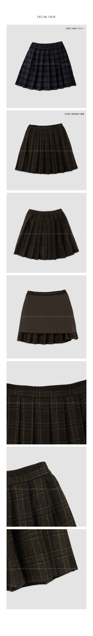 (2 colors) Checkered pleated skirt