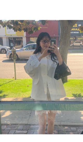 (2 colors) Bi-color cropped jacket
