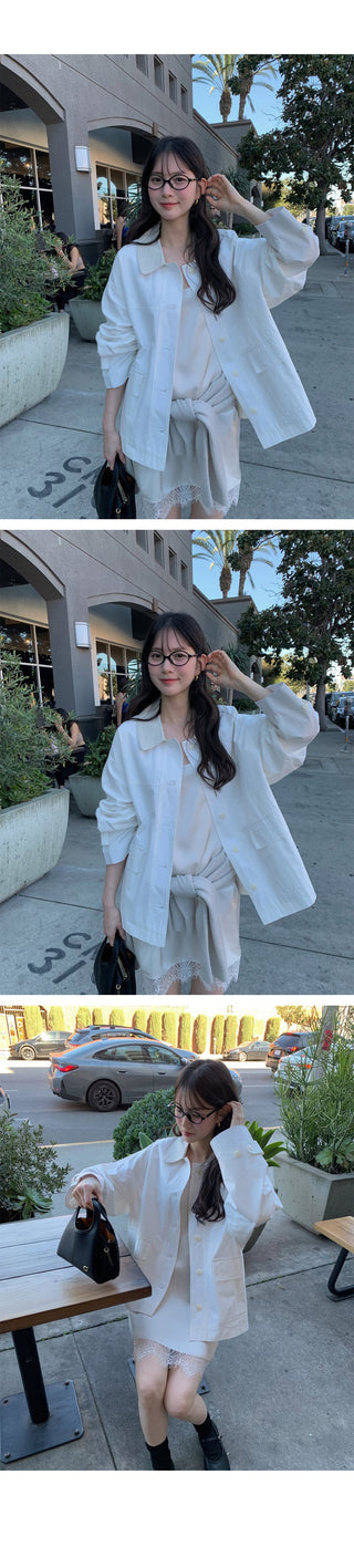 (2 colors) Bi-color cropped jacket