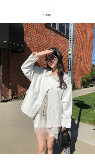 (2 colors) Bi-color cropped jacket
