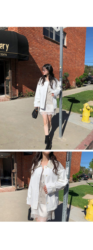 (2 colors) Bi-color cropped jacket