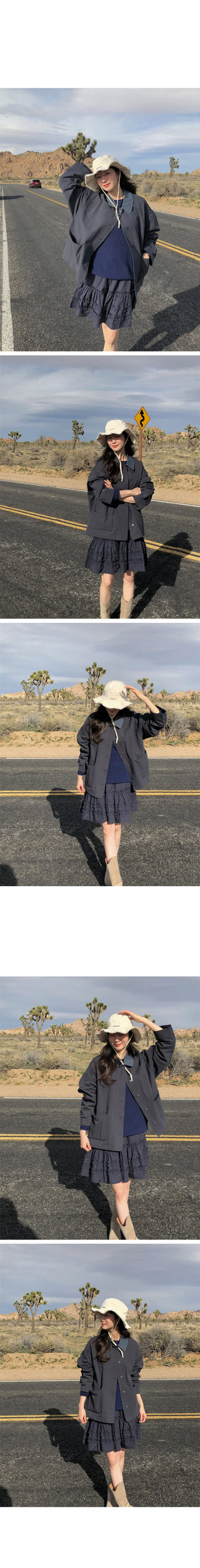 (2 colors) Bi-color cropped jacket
