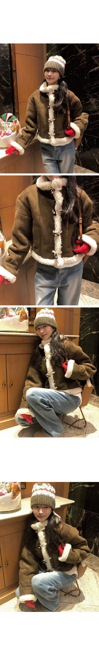 (2 colors) Duffle Boa Shearling Coat