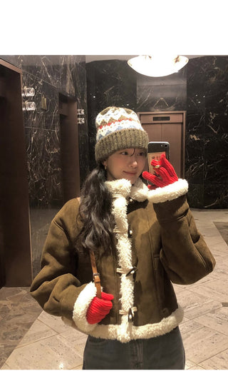 (2 colors) Duffle Boa Shearling Coat