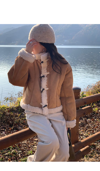 (2 colors) Duffle Boa Shearling Coat
