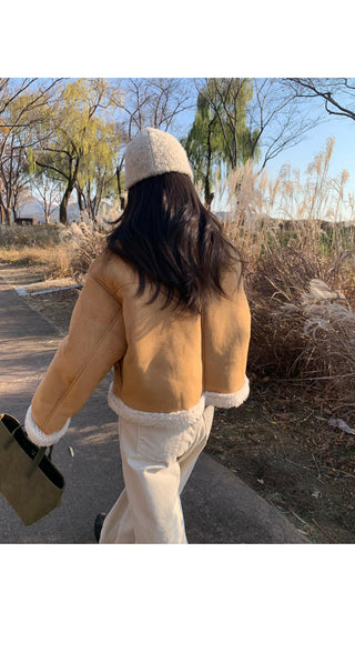 (2 colors) Duffle Boa Shearling Coat