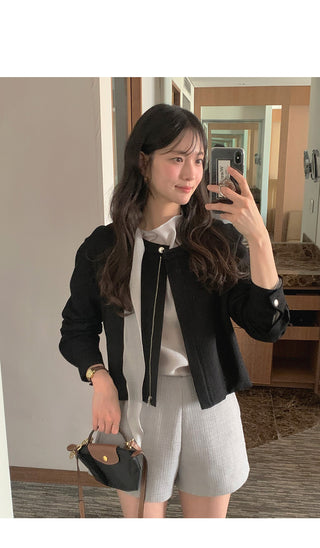 (2 colors) Tweed Blouson
