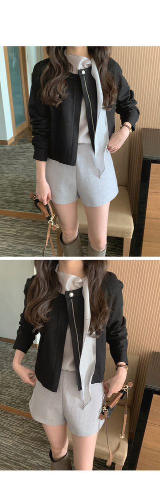 (2 colors) Tweed Blouson