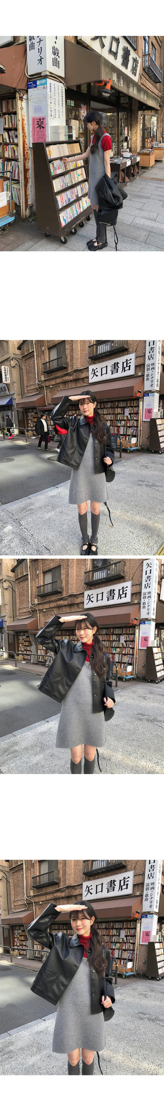 (4 colors) Short-sleeved turtleneck knit