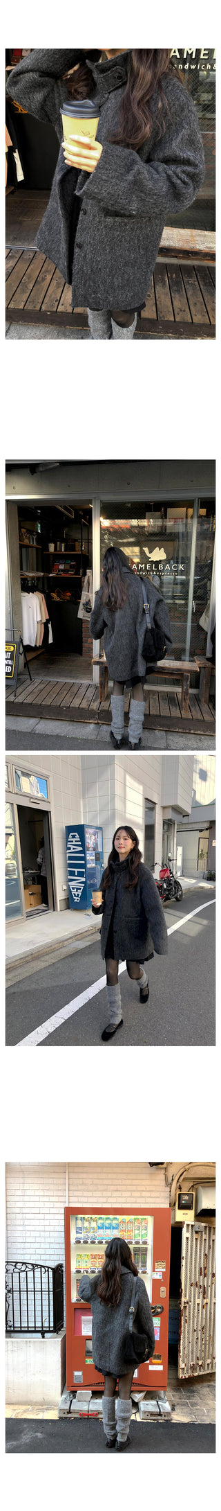 (2 colors) Mohair Half Coat