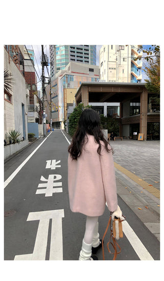 (2 colors) Mohair Half Coat