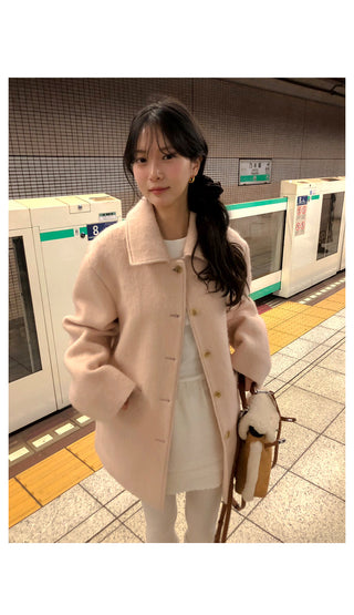 (2 colors) Mohair Half Coat
