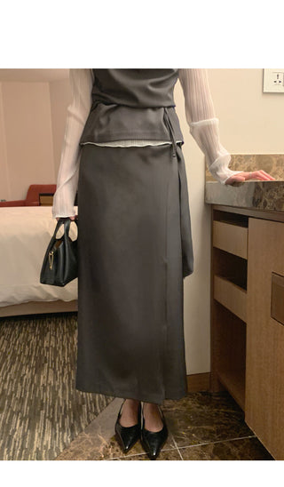 (2 colors) Wrap Long Skirt
