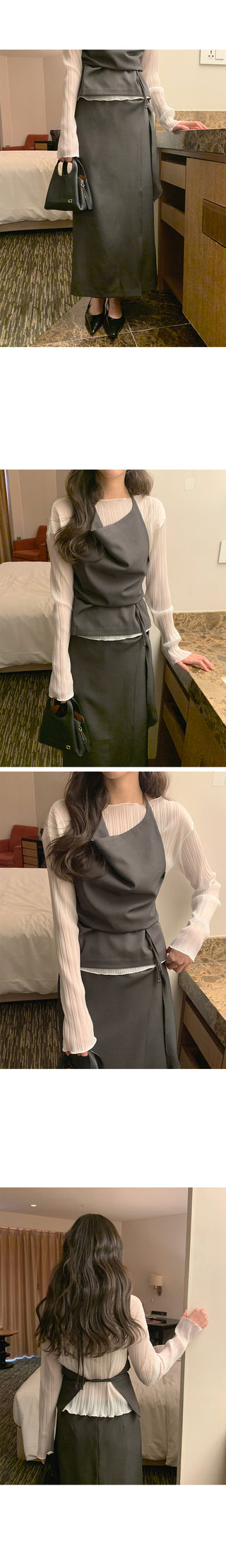 (2 colors) Wrap Long Skirt