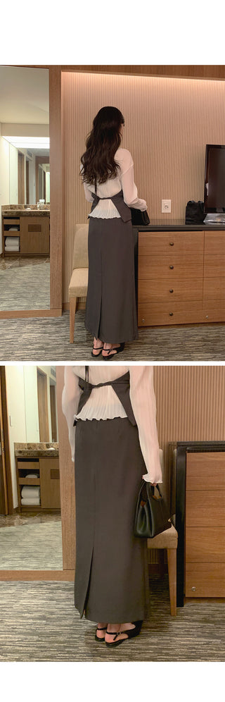(2 colors) Wrap Long Skirt