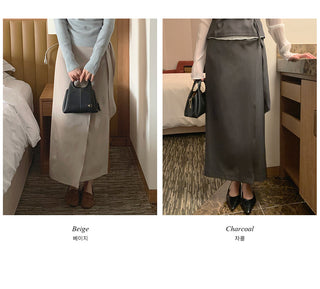 (2 colors) Wrap Long Skirt