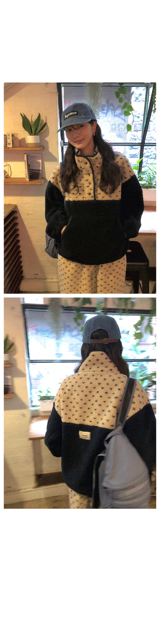 (2 colors) Polka Dot Anorak Zip-Up