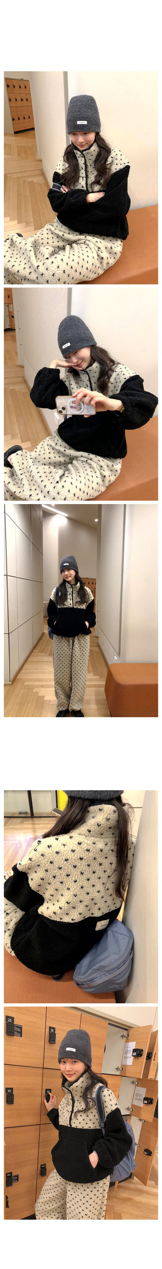 (2 colors) Dot Fleece Pants