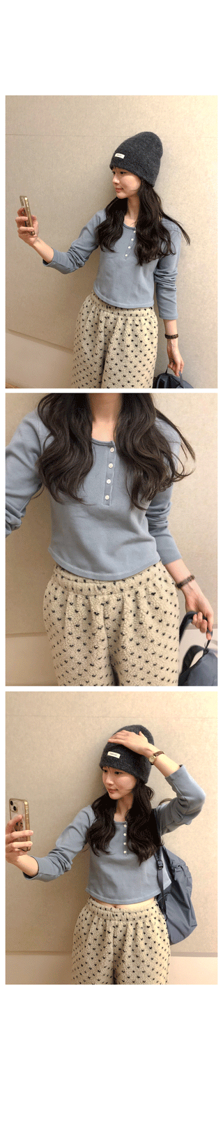 (2 colors) Dot Fleece Pants