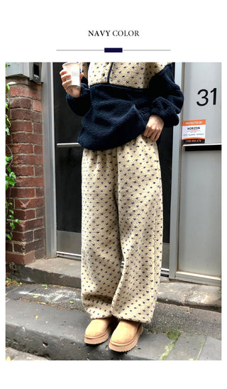 (2 colors) Dot Fleece Pants